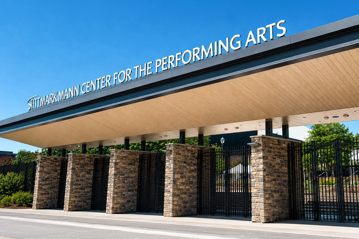 Aluminum soffit for the new entrance to the Mann Center in Philadelphia